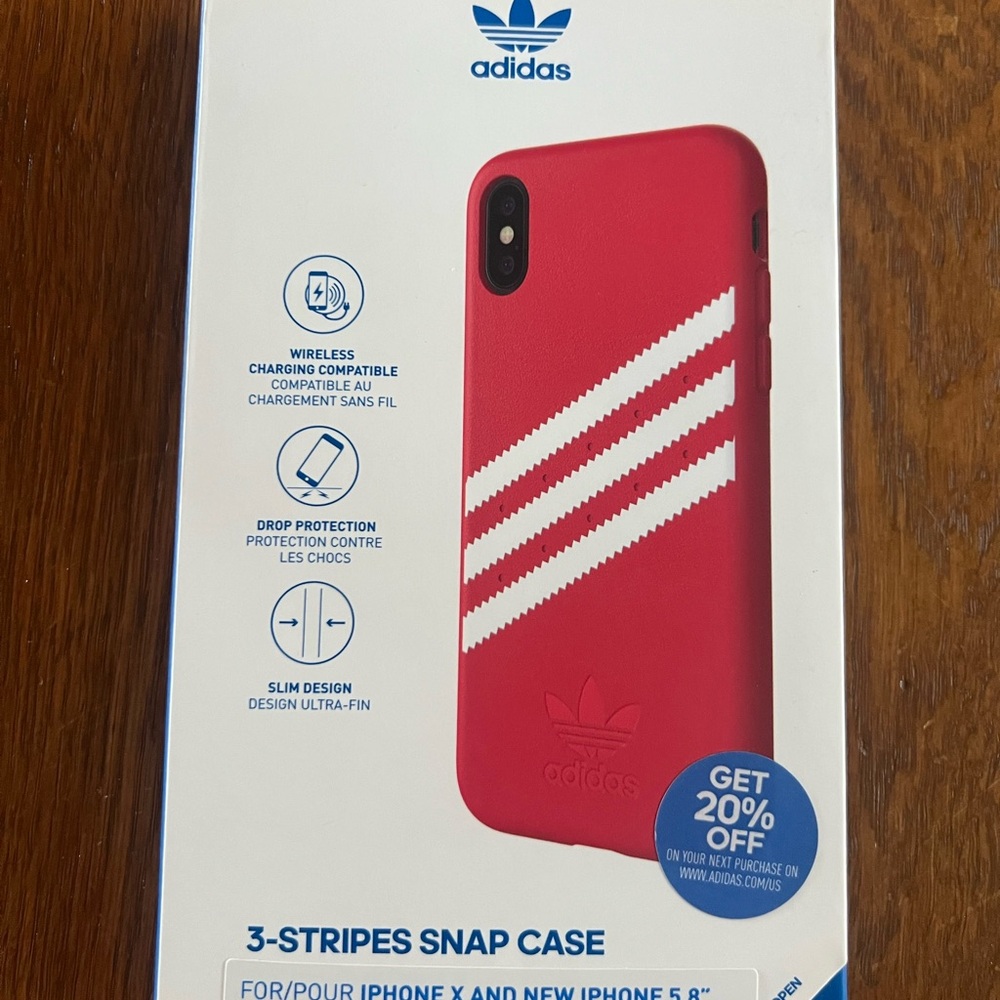 Adidas Red and White 3-Stripes Snap Case for iPhone X/XS